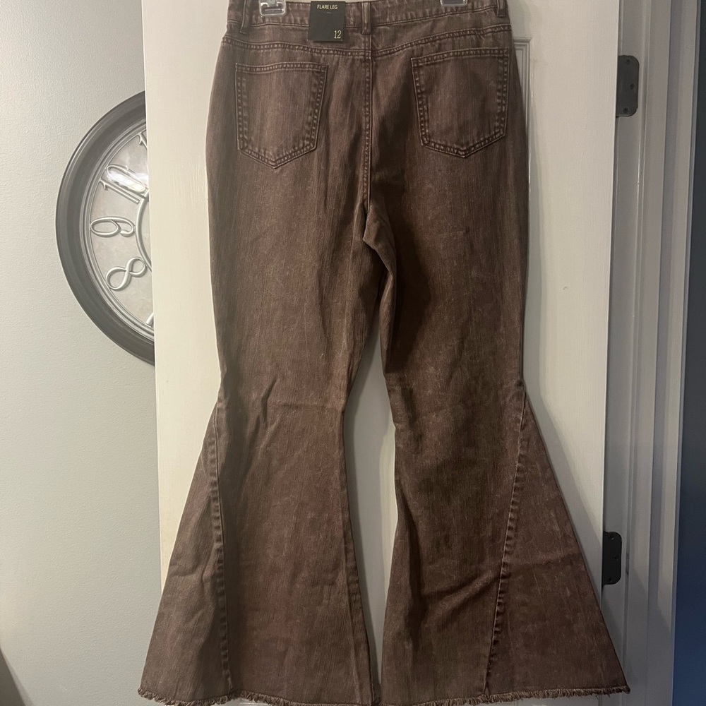 NWT Versine brown flare bottom jeans size 12